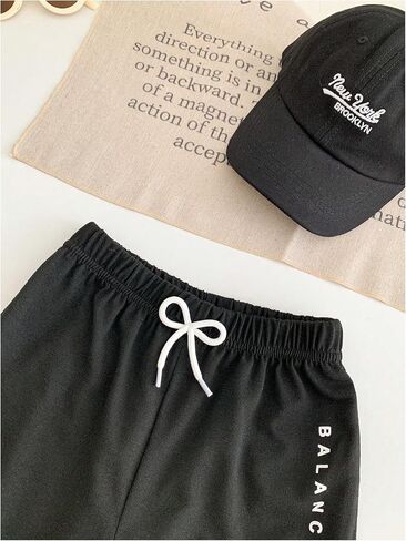 SweatyRocks Boy's 2 Piece Short Outfits Letter Print Short Sleeve T Shirts and Shorts Clothing Set in Saudi Arabia
