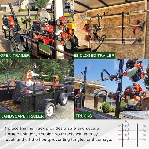 ELITEWILL 4 أماكن رفوف أكل الأعشاب للمقطورات المفتوحة/المغلقة رف تشذيب الأعشاب لمقطورة المناظر الطبيعية حامل الشاحنة ملحقات معدات الحديقة مع قفل in Kuwait