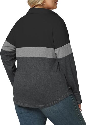 DOLNINE Womens Plus-Size-Polo-Shirts Classic V Neck Casual Solid Color Long Sleeve Collared Loose Tunic Tops XL-5XL in Saudi Arabia