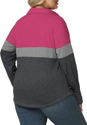 DOLNINE Womens Plus-Size-Polo-Shirts Classic V Neck Casual Solid Color Long Sleeve Collared Loose Tunic Tops XL-5XL in Saudi Arabia