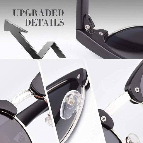 LINVO Polarized Semi Rimless Sunglasses for Men Women, Classic Retro Shades Half Frame Driving Sun Glasses UV Protection in Kuwait