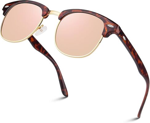LINVO Polarized Semi Rimless Sunglasses for Men Women, Classic Retro Shades Half Frame Driving Sun Glasses UV Protection in Kuwait