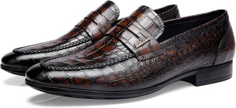 Classic Leather Dress Shoes for Mens, Fashion Crocodile Printed Casual Dress Shoe Loafer Slip On Shoes for Men in Kuwait