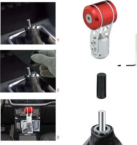 Lunsom Gear Stick Shift Knob, Metal Shifting Knob Aluminium Alloy Stick Shifter Handle Head Type T Gear Knob Fit Most Auto Manual Transmission Vehicle (Red) in Kuwait
