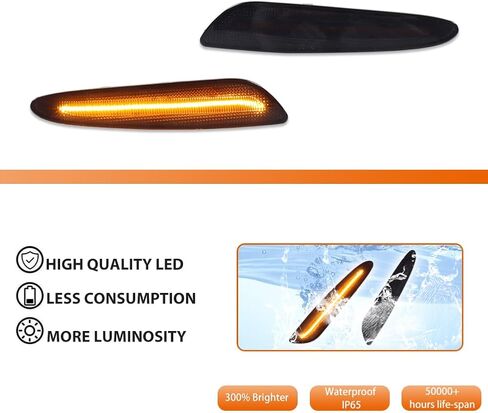 ADIIL For 2003-2006 Mercedes W211 E-Class Smoked Lens Amber LED Front Bumper Side Marker Lights in Kuwait
