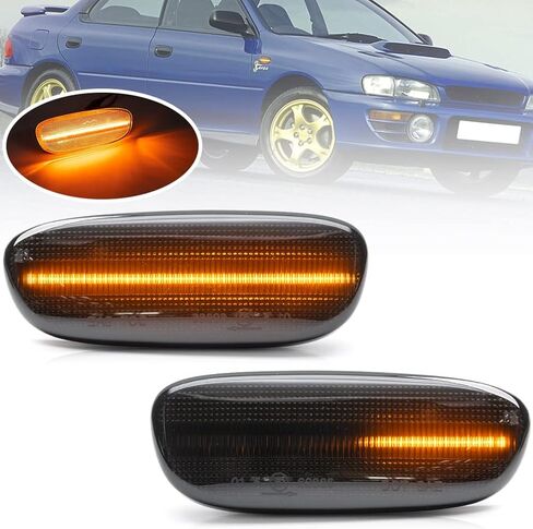 NJSBYL Impreza LED Side Marker Lamps for Subaru Impreza L LS Outback RS 1993 1994 1995 1996 1997 1998 1999 2000 2001 Driver/Passenger Side Fender Smoked Lens Dynamic Amber LED Turn Singal Lights Kits in Kuwait