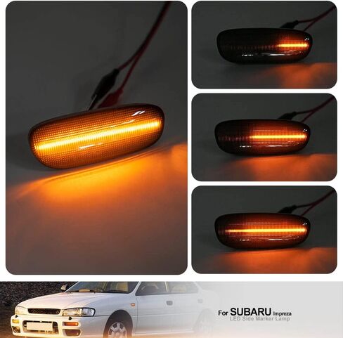 NJSBYL Impreza LED Side Marker Lamps for Subaru Impreza L LS Outback RS 1993 1994 1995 1996 1997 1998 1999 2000 2001 Driver/Passenger Side Fender Smoked Lens Dynamic Amber LED Turn Singal Lights Kits in Kuwait