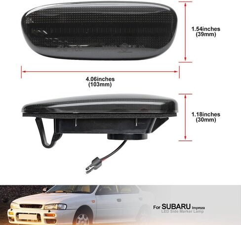 NJSBYL Impreza LED Side Marker Lamps for Subaru Impreza L LS Outback RS 1993 1994 1995 1996 1997 1998 1999 2000 2001 Driver/Passenger Side Fender Smoked Lens Dynamic Amber LED Turn Singal Lights Kits in Kuwait