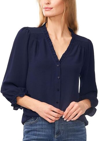 CeCe Women's 3/4 Sleeve Ruffled V-Neck Blouse in Saudi Arabia