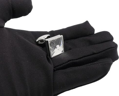 Silver Square Crystal Cufflinks for Men In Gift Box Transparent Polyhedron Crystal Men's Cuff Link for Wedding Shirt Party Business Birthday Anniversary Dress in Saudi Arabia