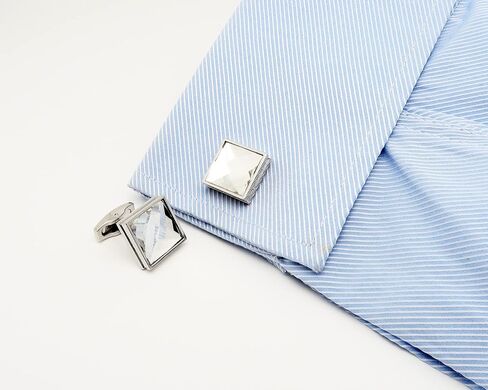 Silver Square Crystal Cufflinks for Men In Gift Box Transparent Polyhedron Crystal Men's Cuff Link for Wedding Shirt Party Business Birthday Anniversary Dress in Saudi Arabia