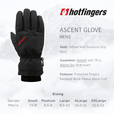 HOTFINGERS Men's Ascent Rideside Winter Gloves | Durable Warm Insulated Windproof Cold Weather Gloves with Fleece Storm Cuff in Saudi Arabia