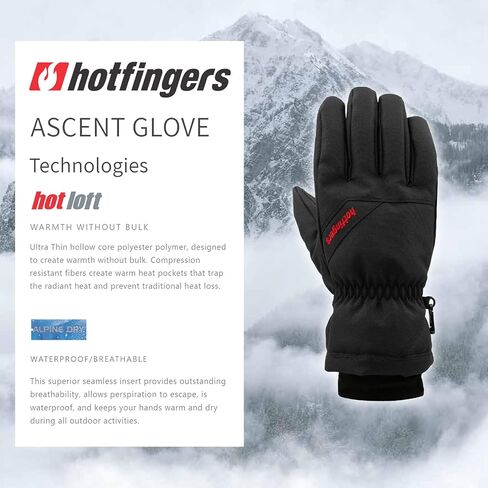 HOTFINGERS Men's Ascent Rideside Winter Gloves | Durable Warm Insulated Windproof Cold Weather Gloves with Fleece Storm Cuff in Saudi Arabia