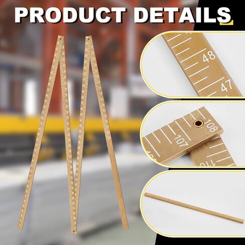 1 قطعة عصا قياس خزان الزيت 4 أضعاف إلى 126 بوصة عصا قياس خزان الوقود الخشبية القابلة للطي مسطرة قياس الخزان العميق، لون الخشب in Kuwait