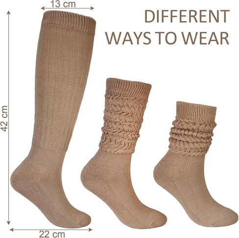 8 Pairs Women Slouch Socks Soft Extra Long Boot Sock Thick Cotton Knee High Scrunch Socks for Women in Saudi Arabia
