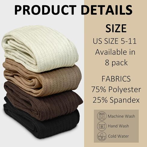 8 Pairs Women Slouch Socks Soft Extra Long Boot Sock Thick Cotton Knee High Scrunch Socks for Women in Saudi Arabia