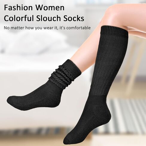 8 Pairs Women Slouch Socks Soft Extra Long Boot Sock Thick Cotton Knee High Scrunch Socks for Women in Saudi Arabia