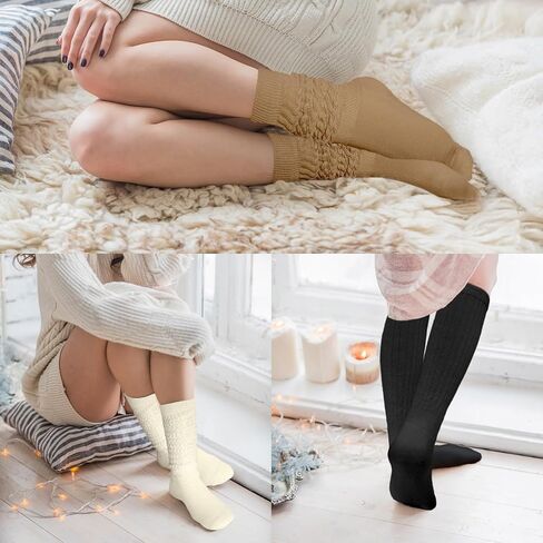8 Pairs Women Slouch Socks Soft Extra Long Boot Sock Thick Cotton Knee High Scrunch Socks for Women in Saudi Arabia