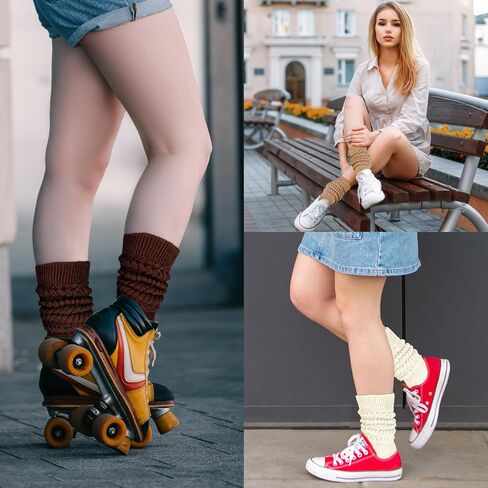 8 Pairs Women Slouch Socks Soft Extra Long Boot Sock Thick Cotton Knee High Scrunch Socks for Women in Saudi Arabia