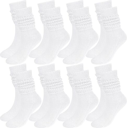 8 Pairs Women Slouch Socks Soft Extra Long Boot Sock Thick Cotton Knee High Scrunch Socks for Women in Saudi Arabia