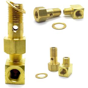 Fuel Pressure Gauge Adapter Banjo Bolt Fitting M12 x 1.25" 1/8-27 NPT Female to Male 90 Degree Elbow Compatible with Honda Civic DELSOL Prelude NSX Acura Integra