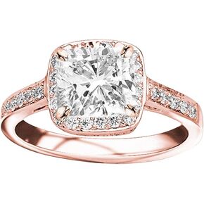 0.75 Ctw 14K White Gold Classic Square Halo GIA Certified Designer Diamond Engagement Ring Cushion Cut (0.5 Ct K Color SI1 Clarity Center Stone)