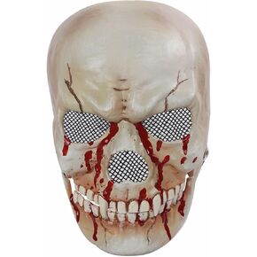 Horror Skull Mask with Movable Mouth Jaw for Men 2024 Halloween Scary Cosplay Helmet