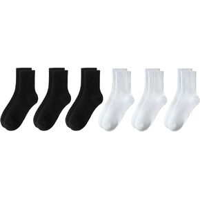VWU Women Crew Socks Cotton Dress Socks Ankle Neutral Casual Daily Wear Gilr Lady Solid Color Quarter Socks SIze 5-9/9-12