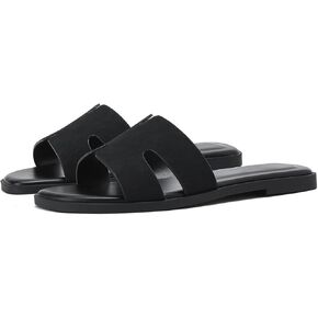 Women's Suede Flat Sandals Open Toe Slip on Sandals Comfort Slide Sandals for Women with Memory Foam