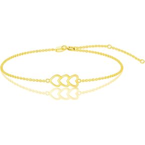 Real 14k Solid Gold Heart Bracelets for Women 14kt Yellow Gold Moissanite Heart Jewelry Christmas Gifts for Her