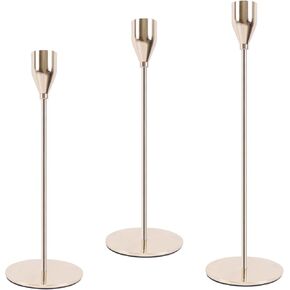 Silver Candlestick Holders Set of 6, Metal Taper Silver Candle Holders, Tall Candle Holder, Fits 3/4 inch Thick Candle&Led Candles, for Table Centerpiece, Mantels, Weddings, Dining, Party