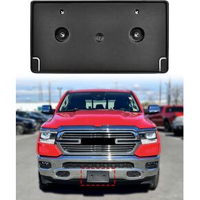 Front License Plate Bracket Holder Compatible w/ 2019-2024 Dodge Ram 1500 Bumper(Except Rebal, TRX, Classic), Black No Drill License Plate Mounting kit Replace 68274215AE CH1068151