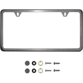 Two Hole Slim Version Black Smoke Titaninum Gun Metal Chrome License Plate Frame T304 Stainless Steel + Metal Screw Caps