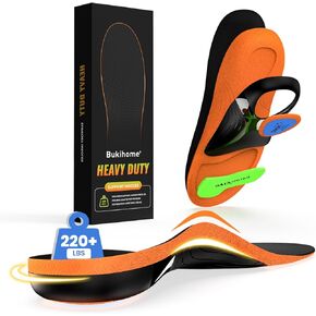 Bukihome Work Boot Insoles & Inserts - High Arch Support Insoles for Standing All Day- Heel Cups & Shoe Inserts for Plantar Fasciitis, Flat Feet, Achilles Tendonitis, Heel Pain