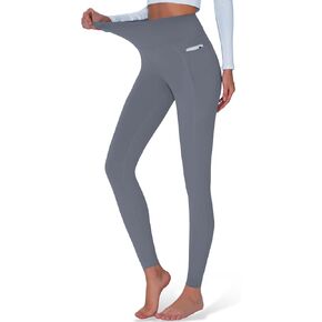 Womens Yoga Pants Tummy Control Leggings High Waist Gym Leggings with Pockets Stretchy Spandex Athletic Leggings Casual Grey, XL