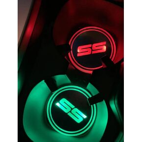 2PCS Rechargeable SS Ambient Led Light Car Cup Holder Coaster Decal with LDR and Accelerometer 2.7" for Chevrolet Chevy Camaro Impala Malibu Holden
