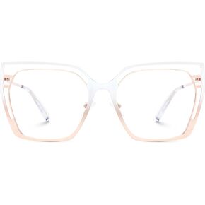 Zeelool Oversized Blue Light Glasses for Women Fashion Metal Square Eyeglasses Non Prescription Quinn in Kuwait