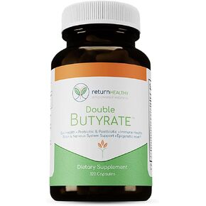 Double Butyrate Gut Health Supplement | Probiotic & Postbiotic Digestive Supplements for Gut Support | Enhances Immune, Brain, & Nervous System Function | Odor-Free Formula | 120 caps