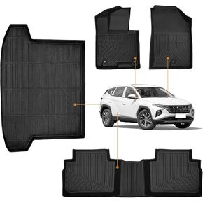 DiffCar® Plug in Hybrid (PHEV) 2025 2024 2023 2022 for Hyundai Tucson Floor Mats & Cargo Liner, All-Weather TPE Car Accessories (Not fit Gas or Hybrid Version)