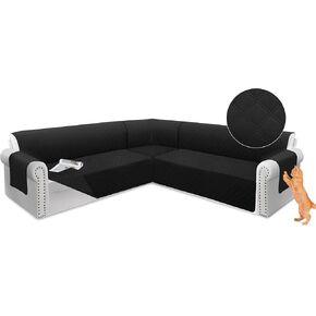 Arfntevss Sectional Sofa Cover Corner Sectional Couch Cover L Shaped Reversible Washable Sofa Slipcover for Dog Quilted U Shape Couch Cover 4 Pcs Non Slip Furniture Protector (Silver Grey, XX-Large) in Kuwait