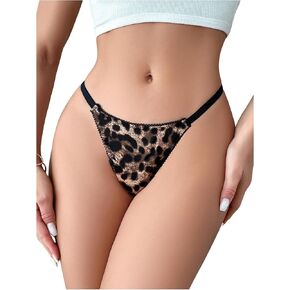 MakeMeChic Women's Leopard Print G-string Thongs Comfortable T Back Underwear Panty Thong