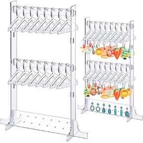 BBTO Earring Hangers Holder Organizer Mini Earring Necklace Coat Hanger Acrylic Rack Jewelry Stand Earring Display Stand for Women Ear Stud for Mother's Gift(Classical,Transparent)