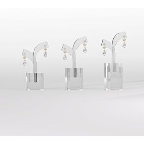Coward 3pcs Clear Acrylic Earring Stand, Acrylic Earring Jewelry Holder Hanger, Bean Sprout Shape Earring Display Stands for Selling Show or Home Use (Cubic Base)