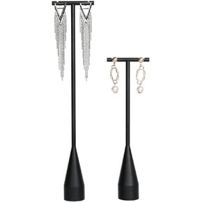 GemeShou 2pcs Gold earring display T bar stand, Big jewelry earring holders for Boutique Store, Jewelry holders high enough for long earring necklace【Gold-2pcs Height 7.9" and 11"】