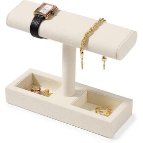 Microfiber Watch Display Stand T-bar Watch Ring Earrings Stand for Men and Women Jewelry Bracelet Watch Organizer for Store and Home(Black)
