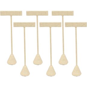 N’icePackaging 6-Pack 4.75" Tall – Beige-Linen Free-Standing Earring T-Stand Display – T-Shape For Business Home Sales Showroom and Tradeshow – Pre-drilled