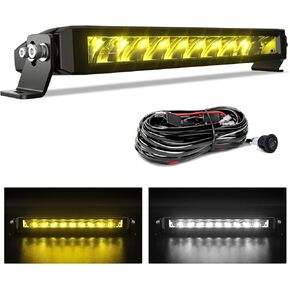 4WDKING Slim LED Light Bar for Truck Patented Screwless 12 inch 150W Super Bright Spot Flood Combo Off Road Fog Lights IP68&IP69K Waterproof White&Yellow Single Row LED Pods for Pickup ATV UTV RC 4x4