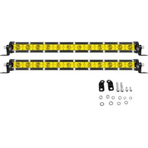 Willpower Amber Yellow LED Light Bar 37 Inch 180W Single Row LED Bar Spot Flood Combo Off Road Light Driving Lights Fog Lights Work Lights for Trucks Offroad Pickup ATV UTV SUV Boat Marine 4X4 12V