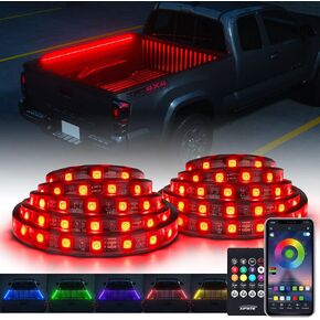 Xprite 60" RGB Truck Bed Bluetooth Lights Kit, Neon Accent Exterior Glow Rails Light Strips w/APP Control & Wireless Remote, for Cargo, Tonneau Cover, Pickup Trucks, Van, SUV, Camper RV, Boat - 3PCS