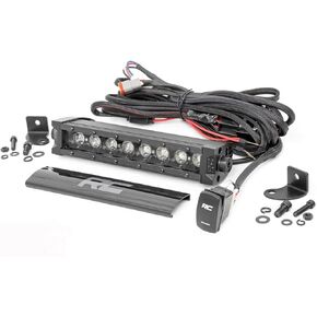 Rough Country 8" Black Series Single Row LED Light Bar | White DRL - 70718BLDRL
